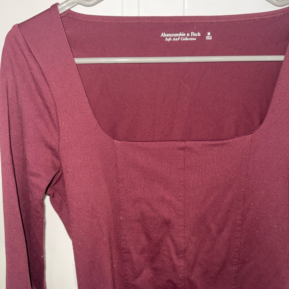 Abercrombie & Fitch Burgundy Long Sleeve Bodysuit - Picture 3 of 4